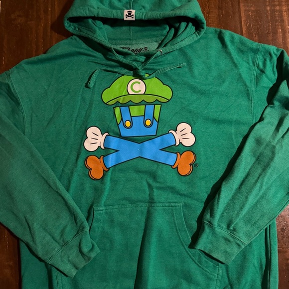 Johnny Cupcakes Other - Johnny Cupcakes SweatShirt Hoodie Green Crossbones Luigi Mario - XL